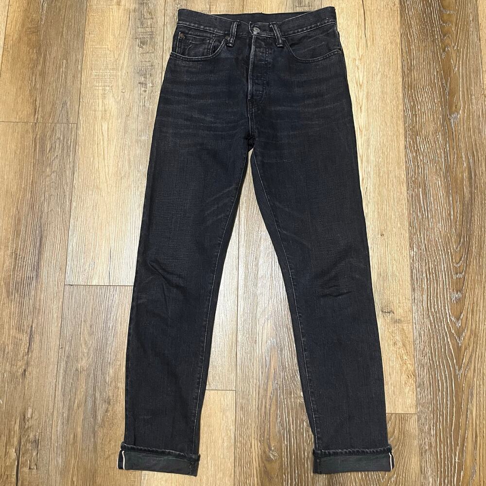 RRL Double RL Vintage Straight Stretch Selvedge Jeans Black Faded Mens Size 28